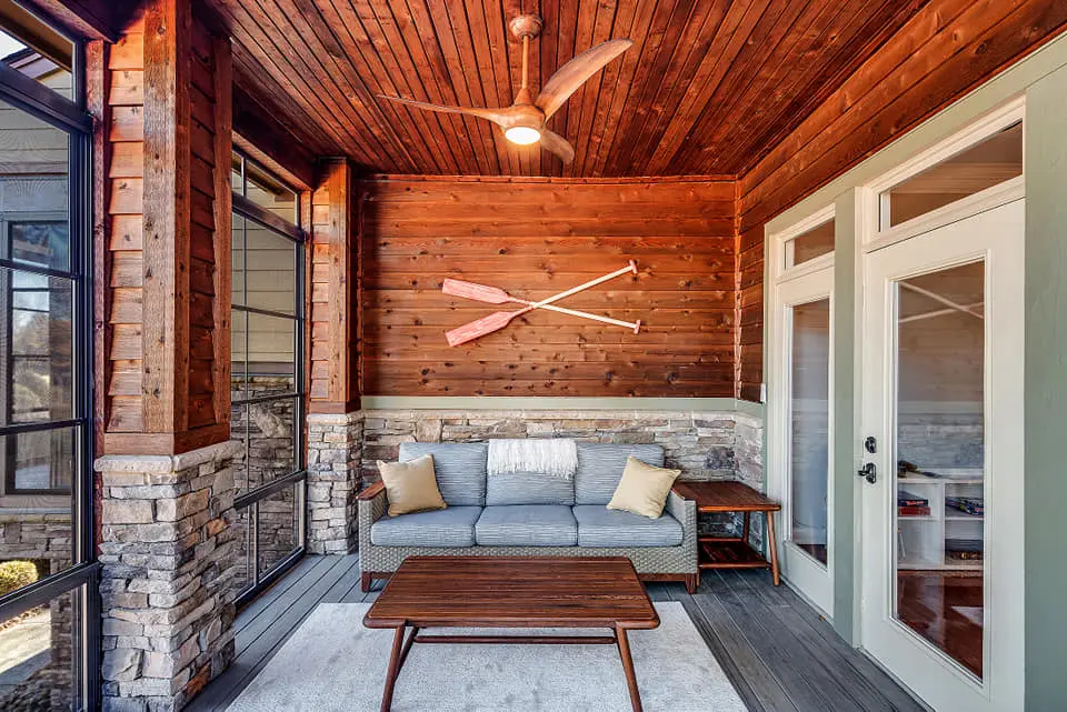 A custom-built deck and outdoor patio area